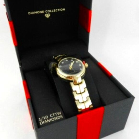 Womens AMERICAN EXCHANGE Real Diamond Analog Watch #13859G-18-G27
